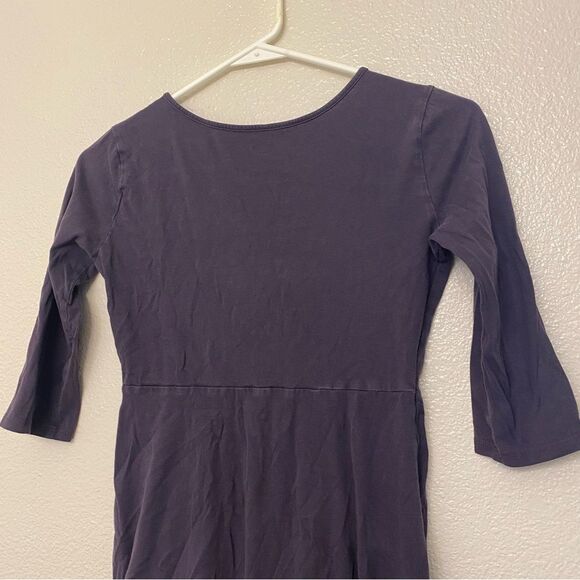 Old Navy Fit flare 3/4 long Sleeve basic Dress purple stars 100% cotton L 10-12 - Picture 3 of 7